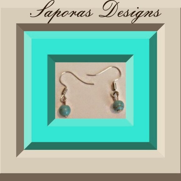 Silver Tone Dangle Turquoise Earrings Native Ethnic Tribal Bohemian Design - Picture 1 of 1